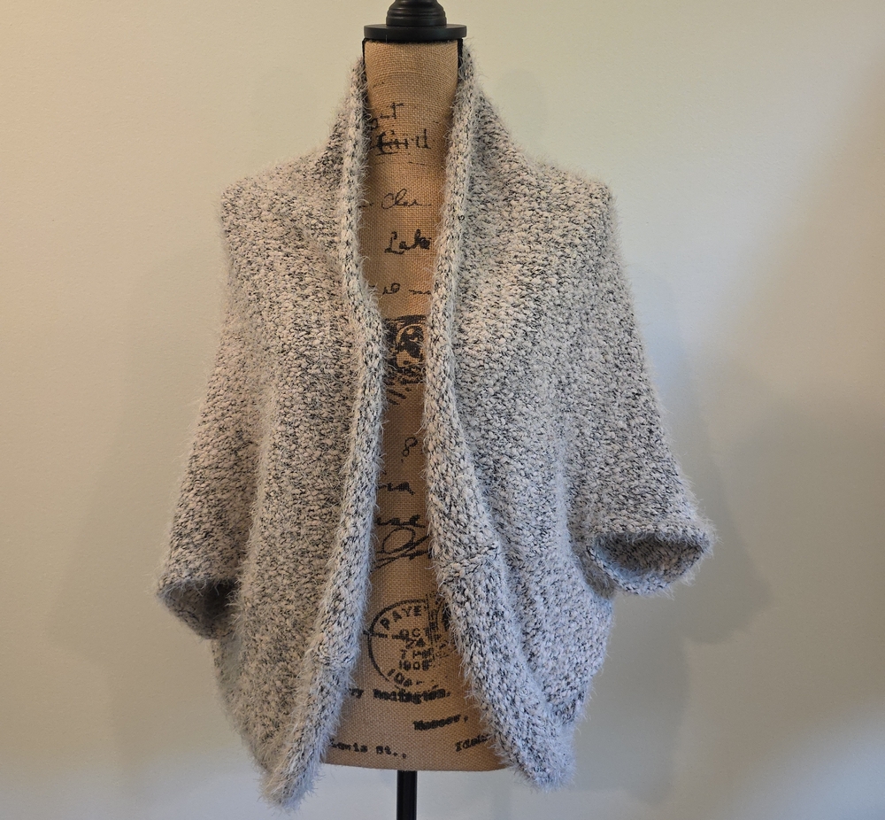 Fuzzy Open-Front Women's Gray Shrug Cardigan